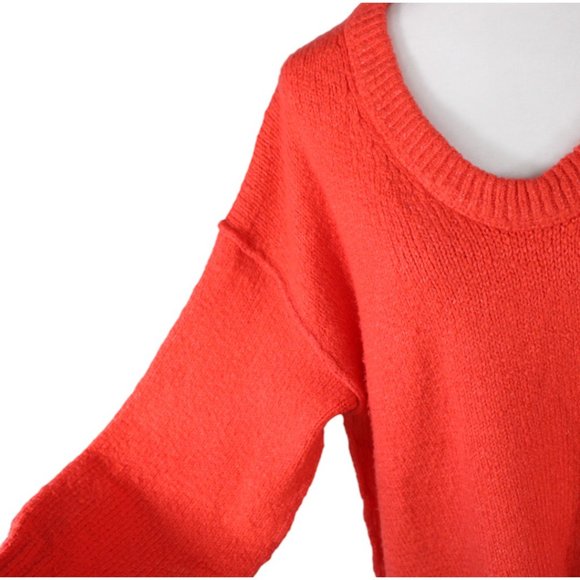 Free People Brookside Tunic Sweater XS Cotton Orange Scoop Neck Oversize CA304 - Picture 6 of 7